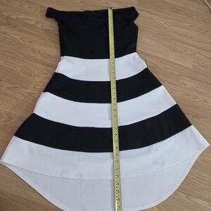Elegant Black and White Striped Dress